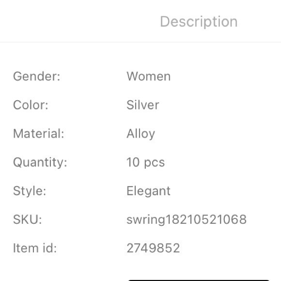 10 pcs Ring Set Silver Plated - Picture 6 of 7